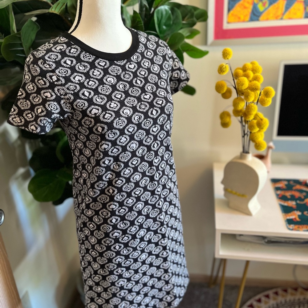 Stussy Black and White Patterned Mini Dress